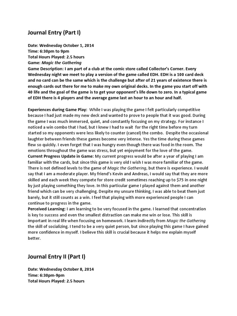 Magic the Gathering EDH Gameplay Journal | PDF