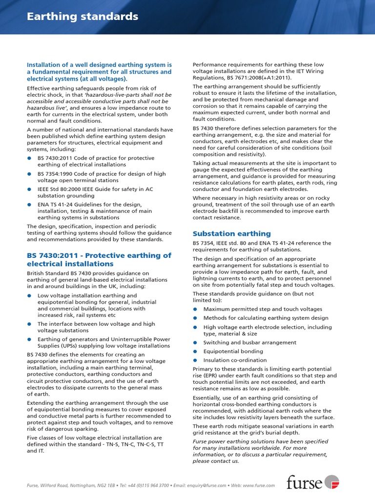 Earthing Standards | PDF | Electrical Substation | Electrical Wiring