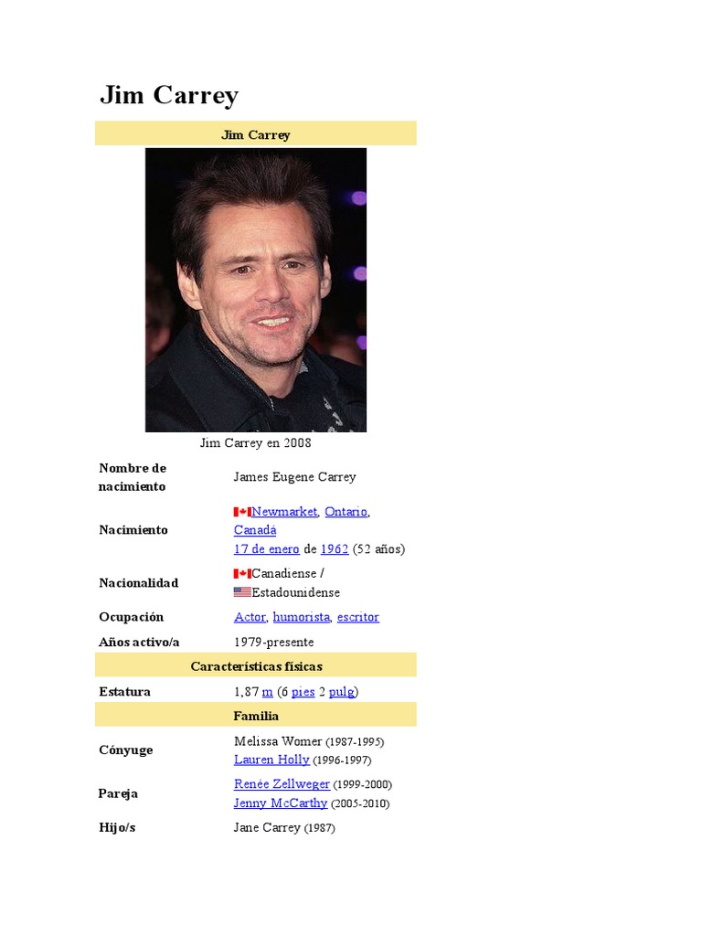 Biografia Jim Carrey PDF Cine Ocio