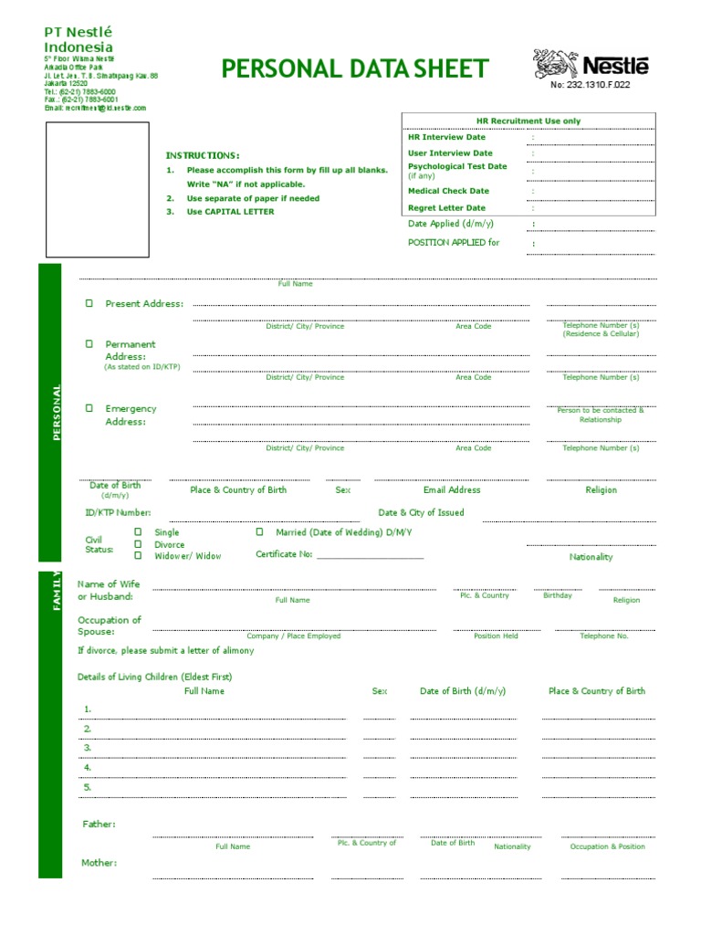 Application Form Nestle Supply Chain Employment