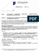 Circular No. 0111 Matriculas