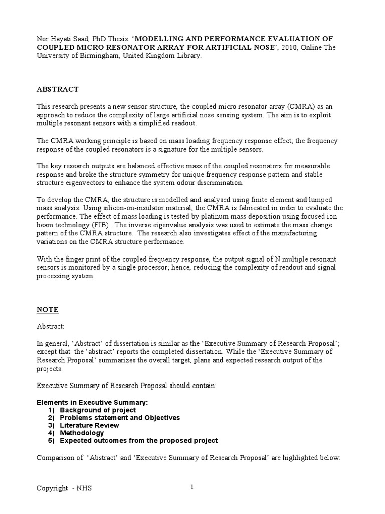 Abstract Vs Executive SummaryNHS Download Free PDF