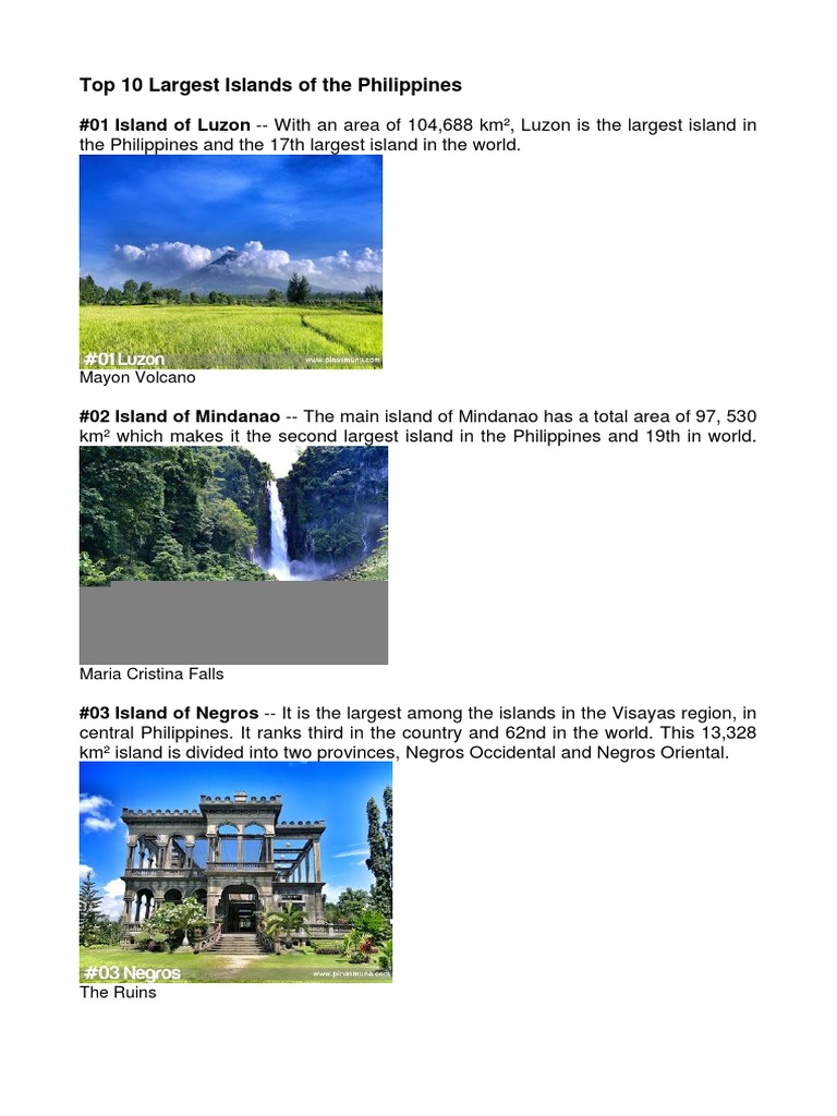 Top 10 Largest Island in The Philippines PDF Pacific Theatre Of World War II Philippines