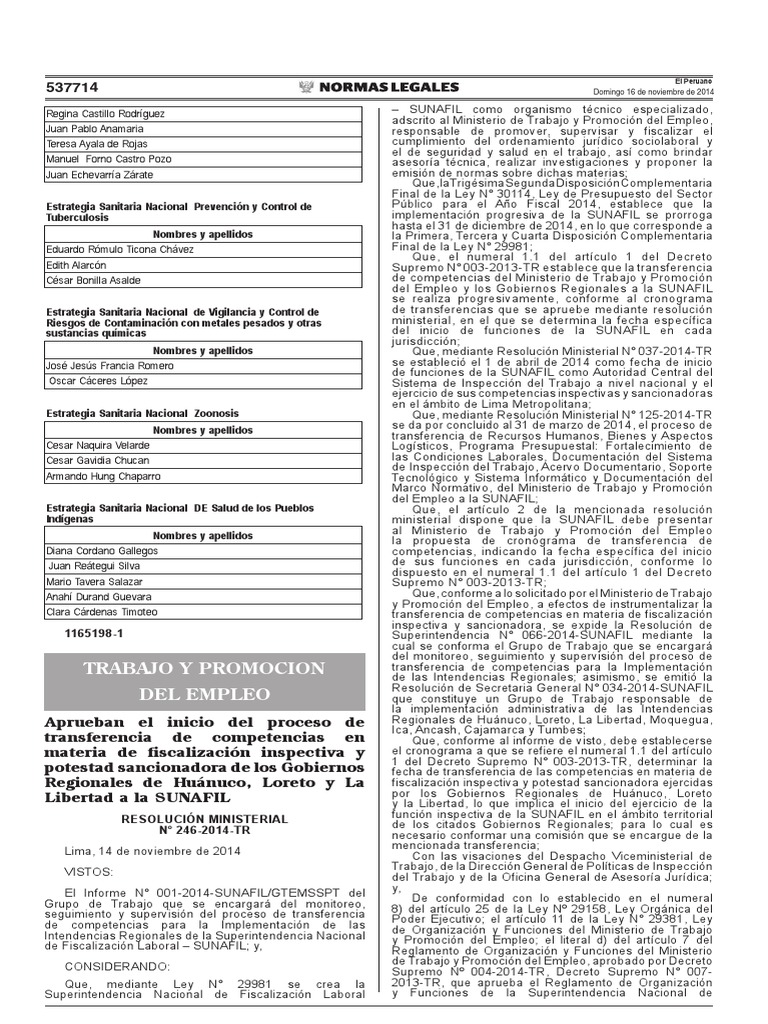 Transferencia de Competencias SUNAFIL | PDF | Esfera pública ...
