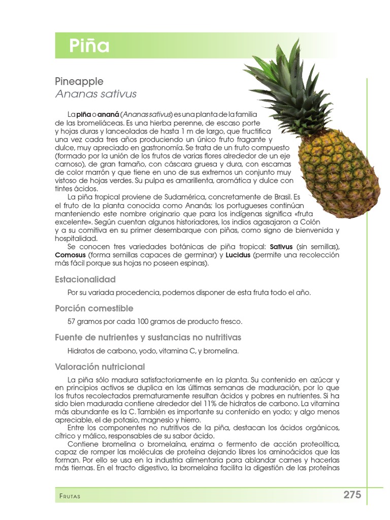 Propiedades y beneficios de la piña | PDF