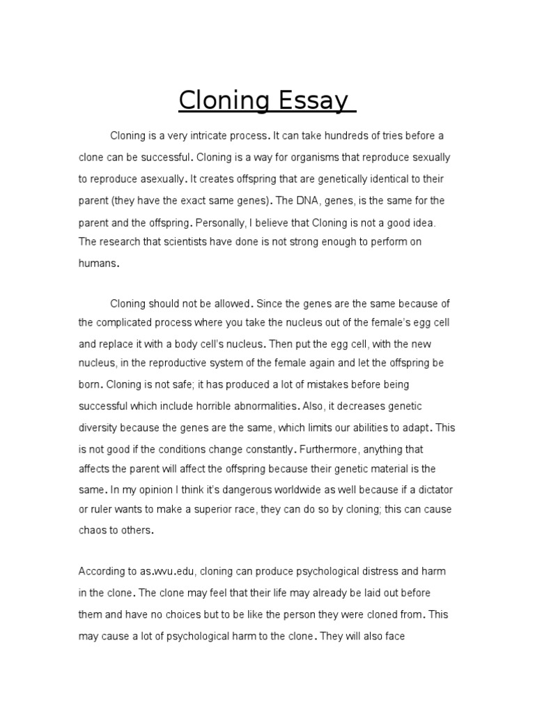 Cloning Essay Cloning Offspring