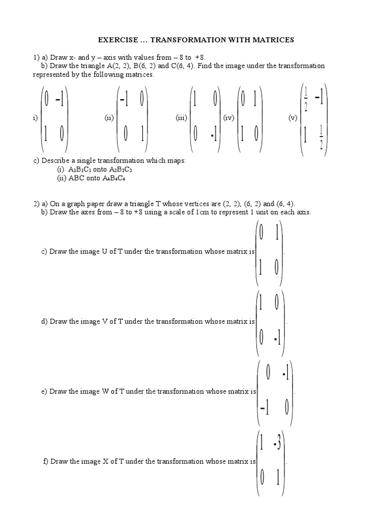 Exercise Transformation With Matrices | PDF | Computers