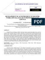 Development of An Instrument To Measure Work Life Balance of It Professionals in Chennai