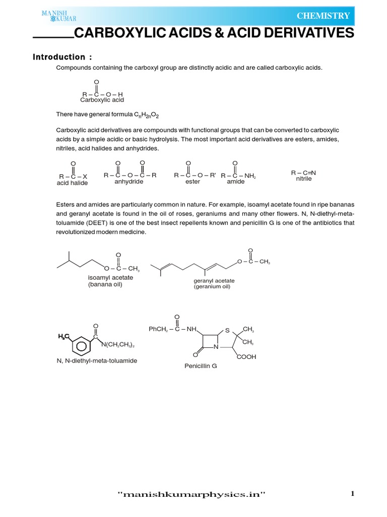 Carboxylic Acids & Derivatives Guide | PDF | Ester | Carboxylic Acid