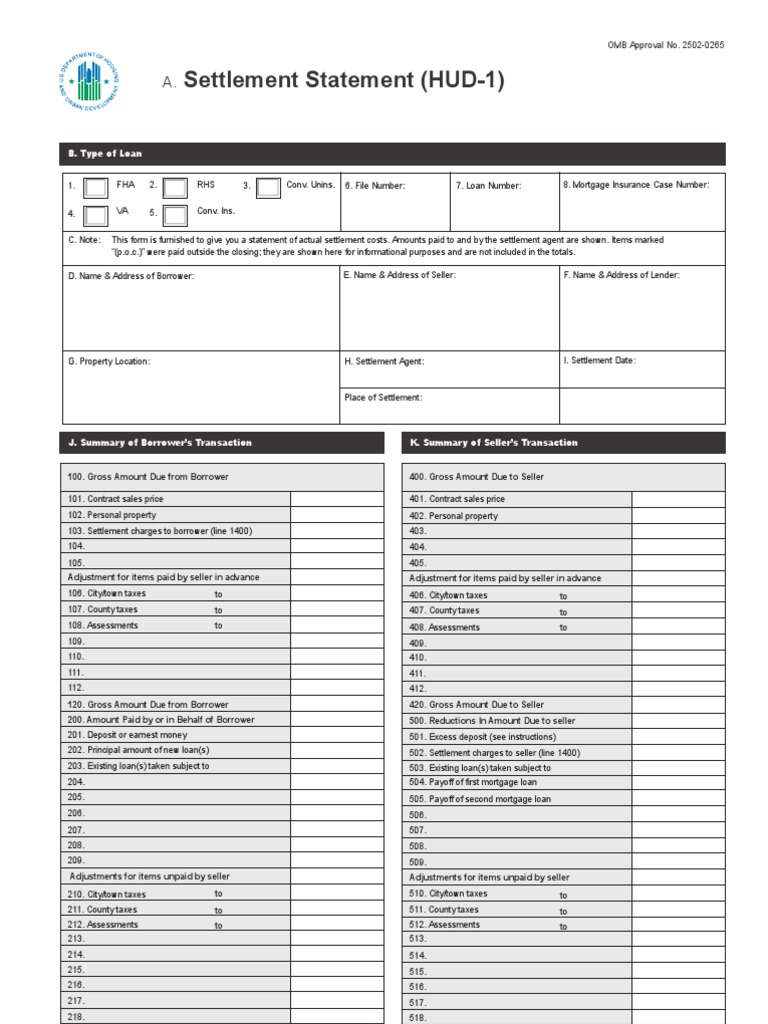 Hud1 Statement STB | PDF | Title Insurance | Mortgage Loan