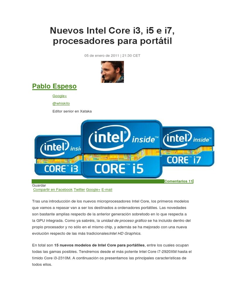 Nuevos Intel Core I3 | PDF | Microprocesador | Intel