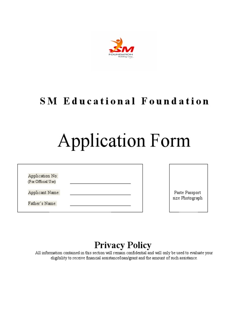 SM Foundation Application Form1 PDF Student Financial Aid In The