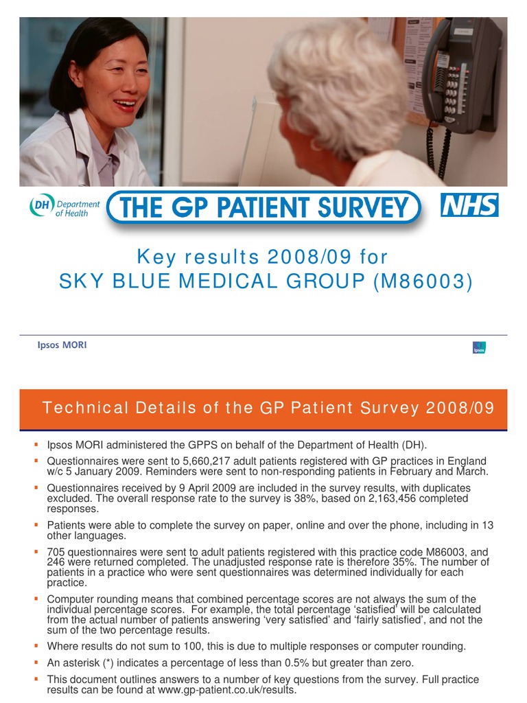 SKY BLUE MEDICAL GP Survey 2008/09 Results | PDF | Questionnaire | Nursing