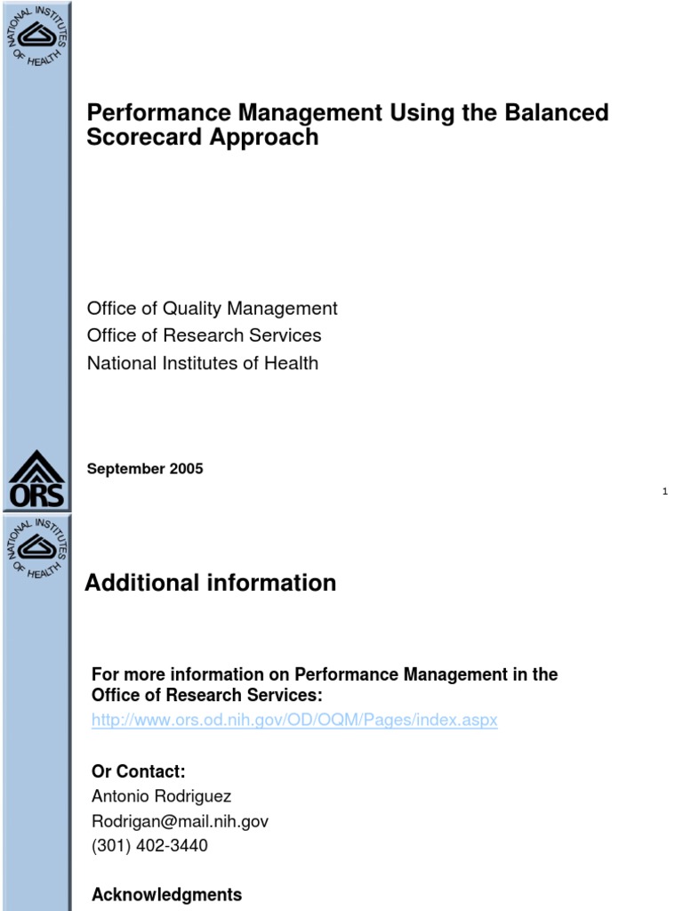 Performance Management Using The Balanced Scorecard Approach | PDF