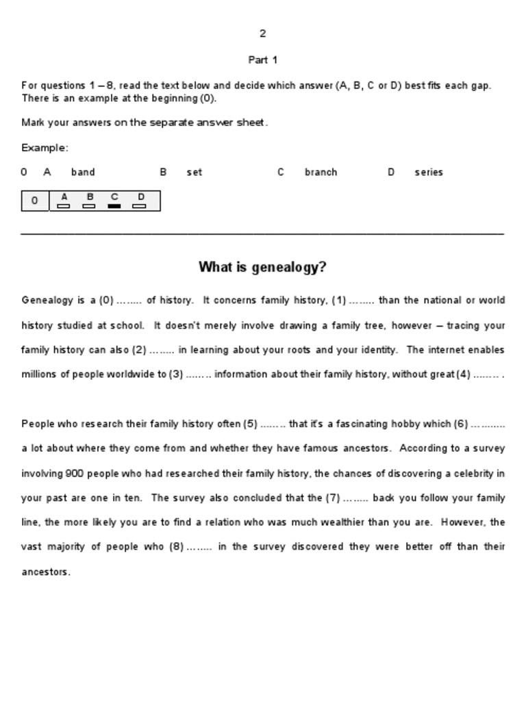 First 2015 Reading and Use of English Sample Paper | PDF