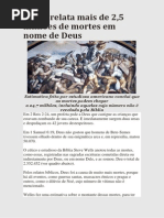 Bíblia Relata Mais de 2,5 Milhões de Mortes Em Nome de Deus