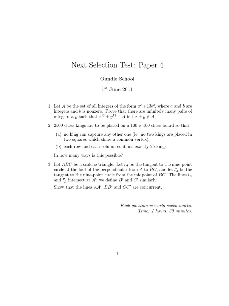 Math Olympiad Test Problems | PDF | Teaching Methods & Materials