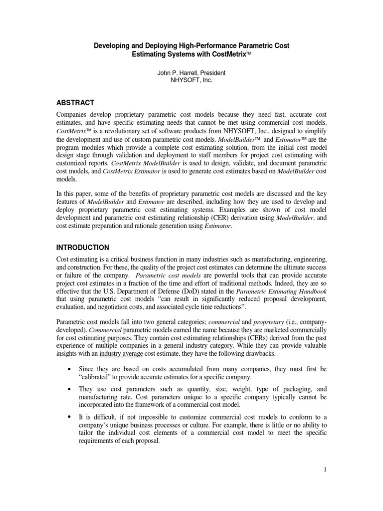 High-Performance Cost Estimating Systems | PDF | Business Process ...