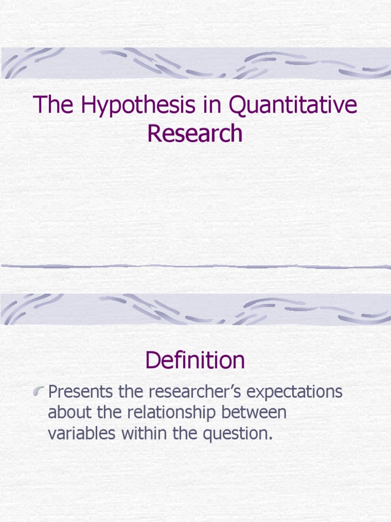 Thesis - Hypothesis in Quantitative Research | PDF