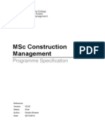 MSC Construction Management: Programme Specification