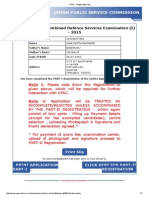 Application For Combined Defence Services Examination (I) - 2015