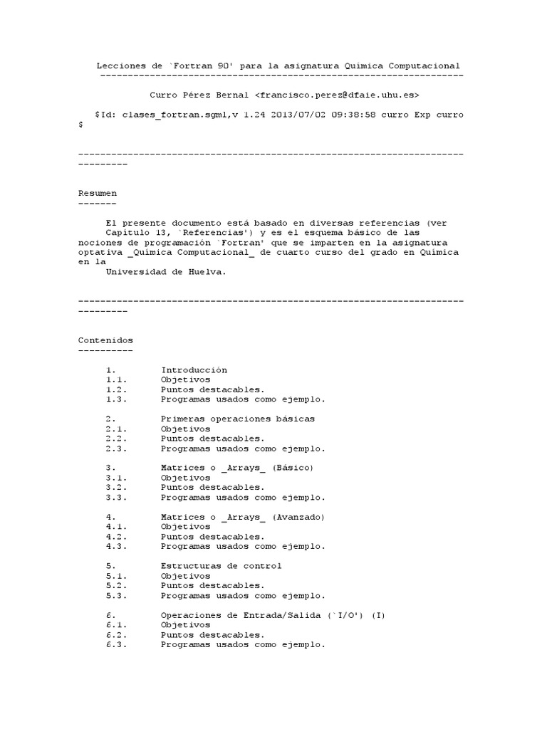 Fortran 90 en Química Computacional | PDF | Matriz (Matemáticas ...