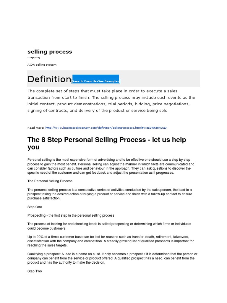 8 Steps in the Personal Selling Process | PDF | Corporate Jargon | Sales