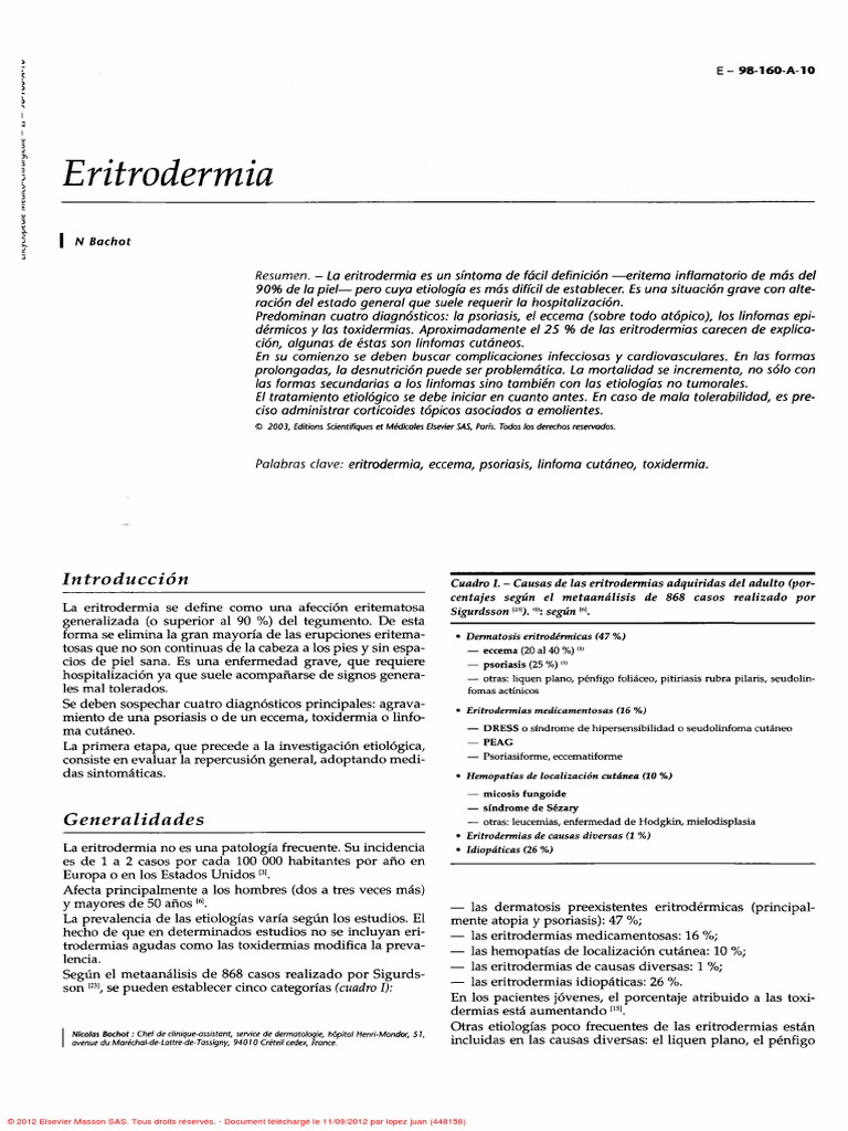 Tratamiento y causas de eritrodermia | PDF | Psoriasis | Corticosteroides