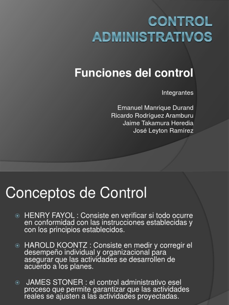 Funciones del Control Administrativo | PDF | Planificación | Business