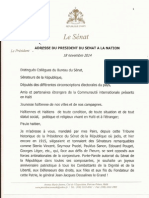 Adresse Du Président Du Sénat À La Nation À L'occasion Du 18 Novembre