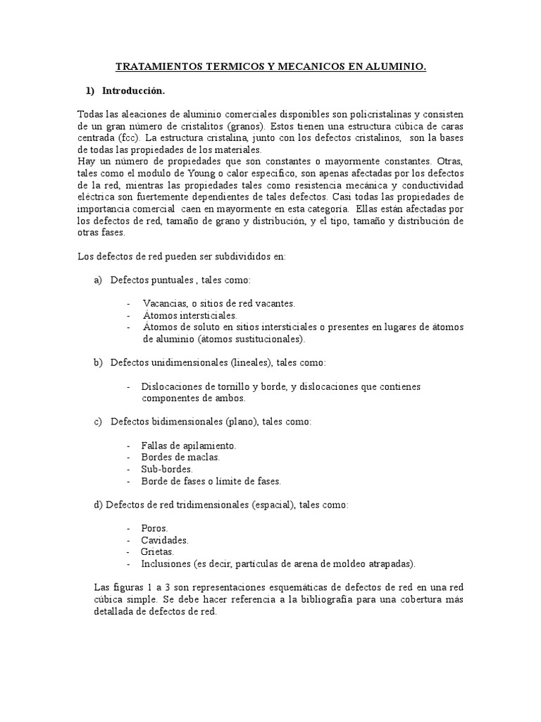 Tratamientos Térmicos del Aluminio | PDF | Tratamiento a base de calor ...
