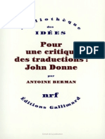 Antoine Berman - Pour Une Critique Des Traductions PDF