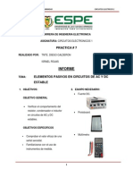 Informe 7. ELEMENTOS PASIVOS DE AC Y DC