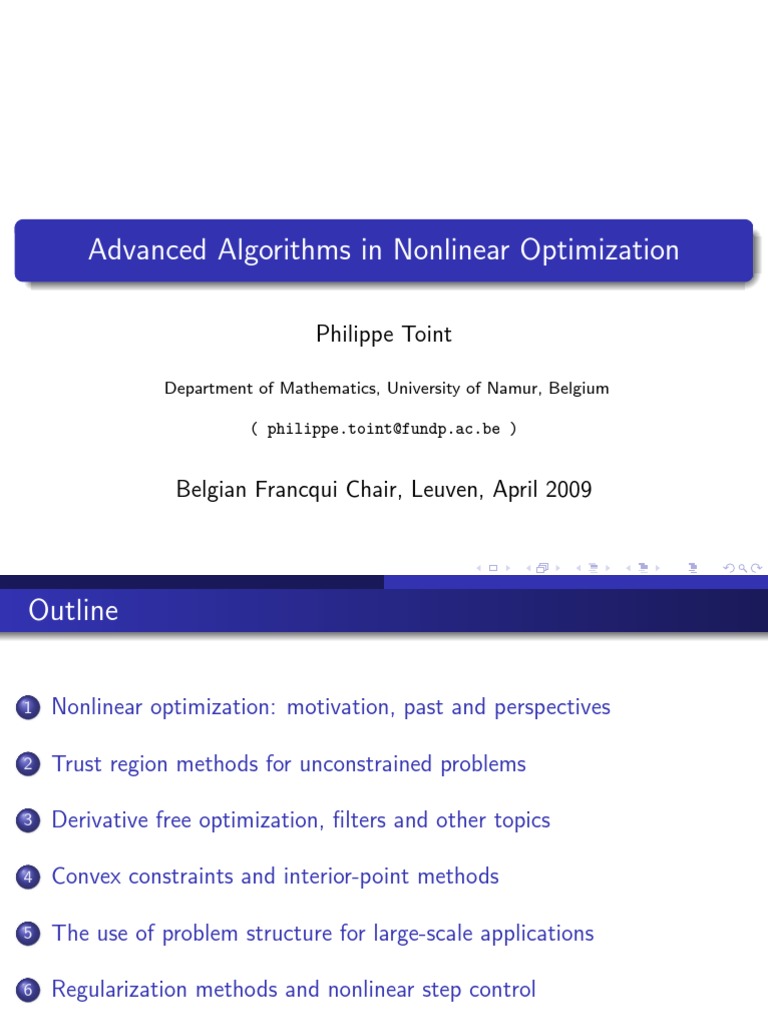 Advanced Algorithms in Nonlinear Optimization | PDF | Mathematical ...
