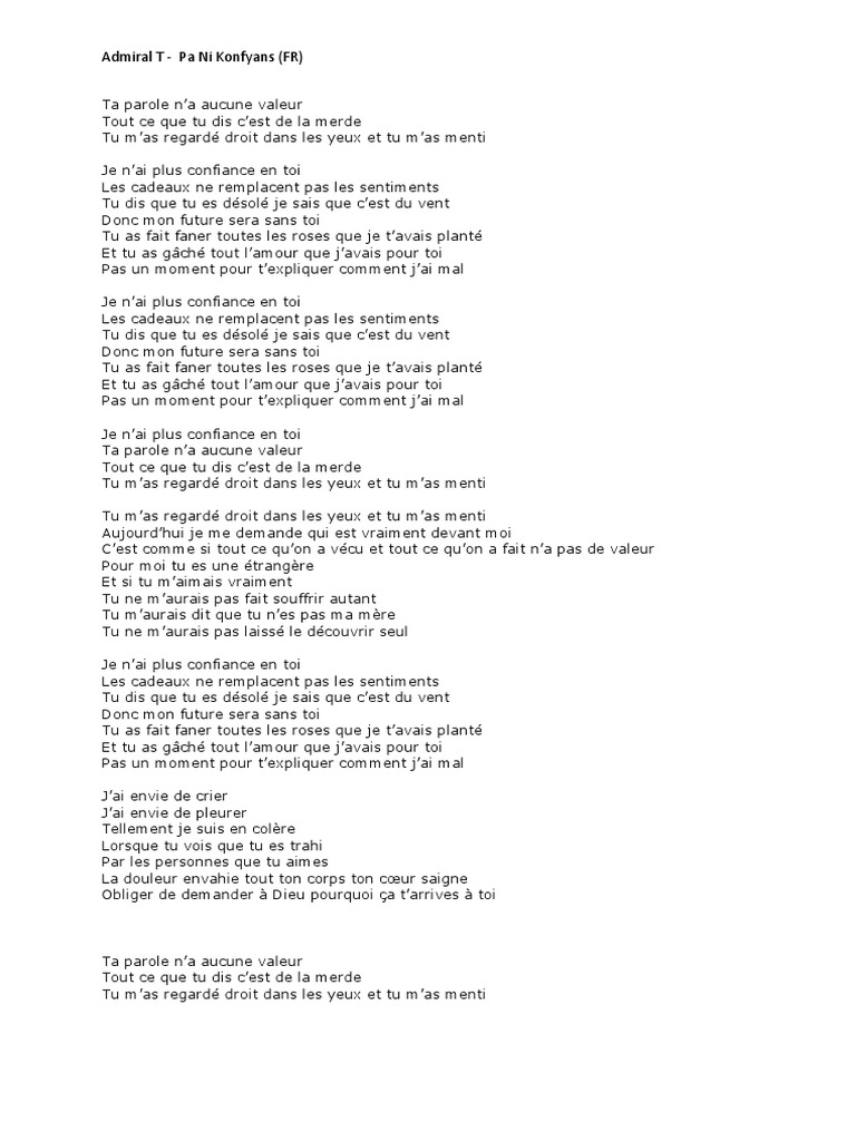 Admiral T Pa Ni Konfyans Fr