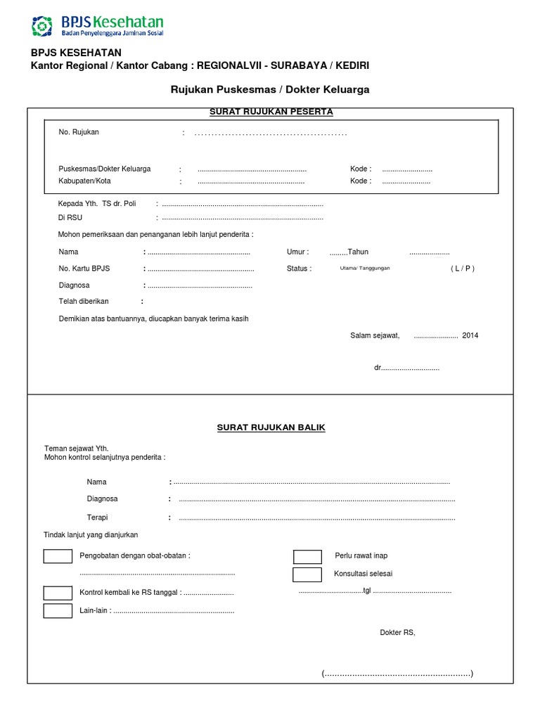 Surat Rujukan BPJS Kesehatan 2023 | PDF | Karier & Perkembangan