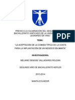 La Aceptación de La Comida Típica de La Costa para La Implantación de Un Negocio en Manta