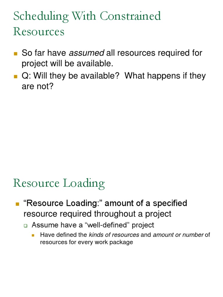 Resource Loading in Project Scheduling | PDF | Programmer | Scheduling ...