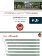 INVESTMENT OPPORTUNITY SUMMARY