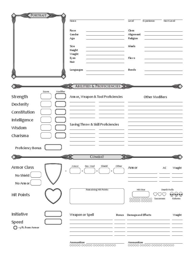 Jeff Carlsen - D&D 5E Character Sheet 1.0 (Paritally Fillable ...