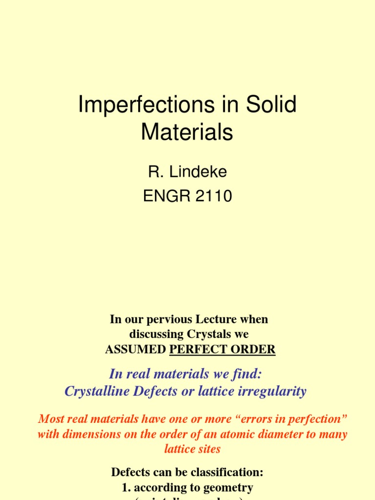 Imperfections in Solid Materials - Ch4 | PDF | Dislocation | Crystallite