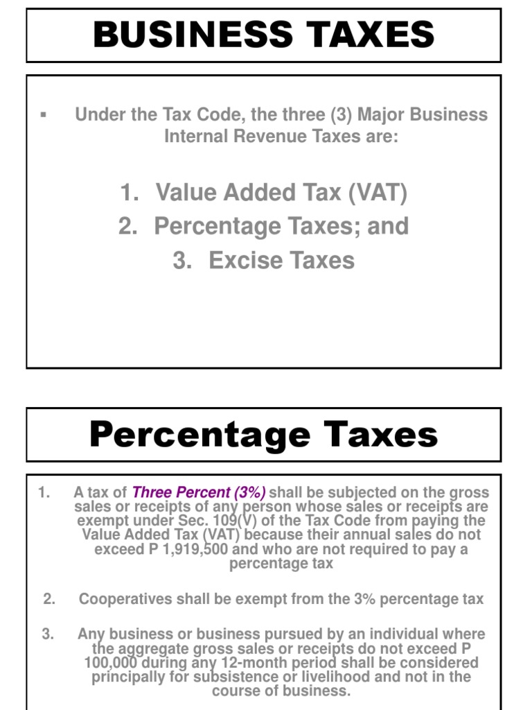 TAX Percentage Tax Insurance Value Added Tax