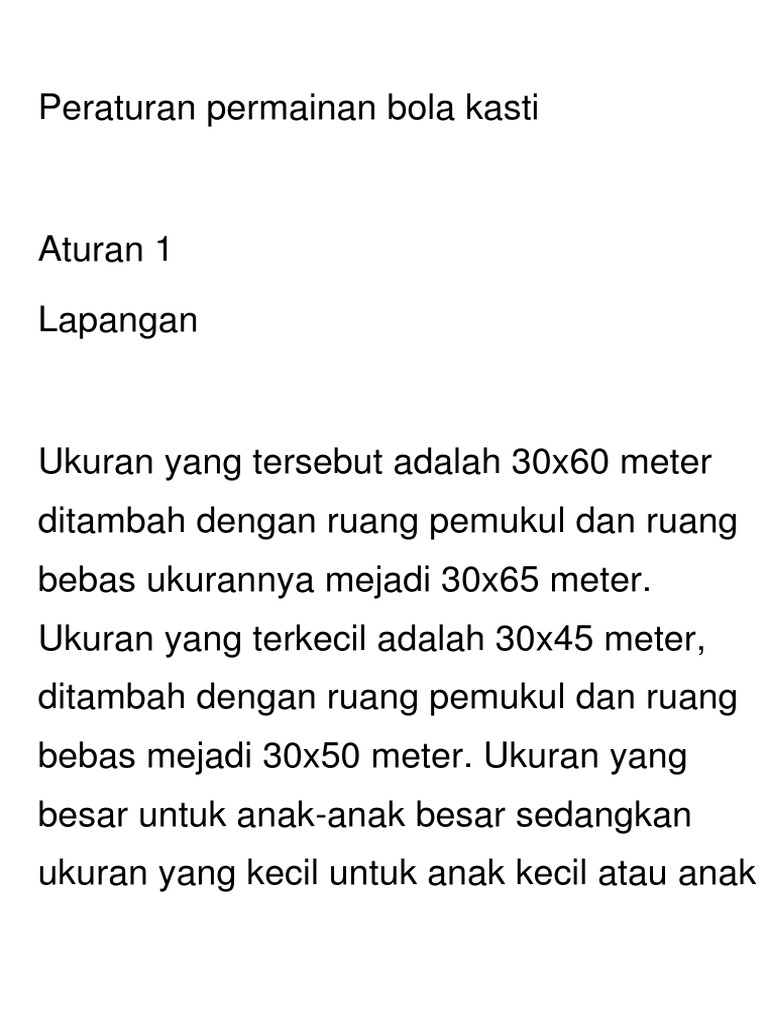 Peraturan Permainan Bola Kasti