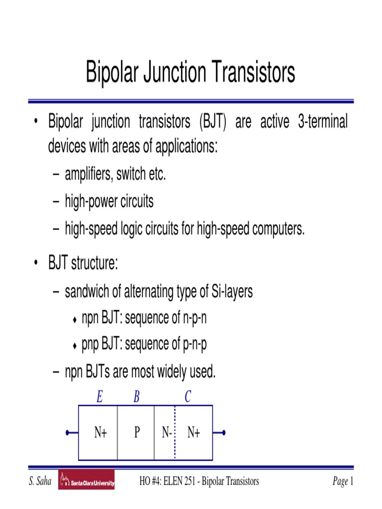 Bipolar Junction Transistors PDF Bipolar Junction Transistor PN