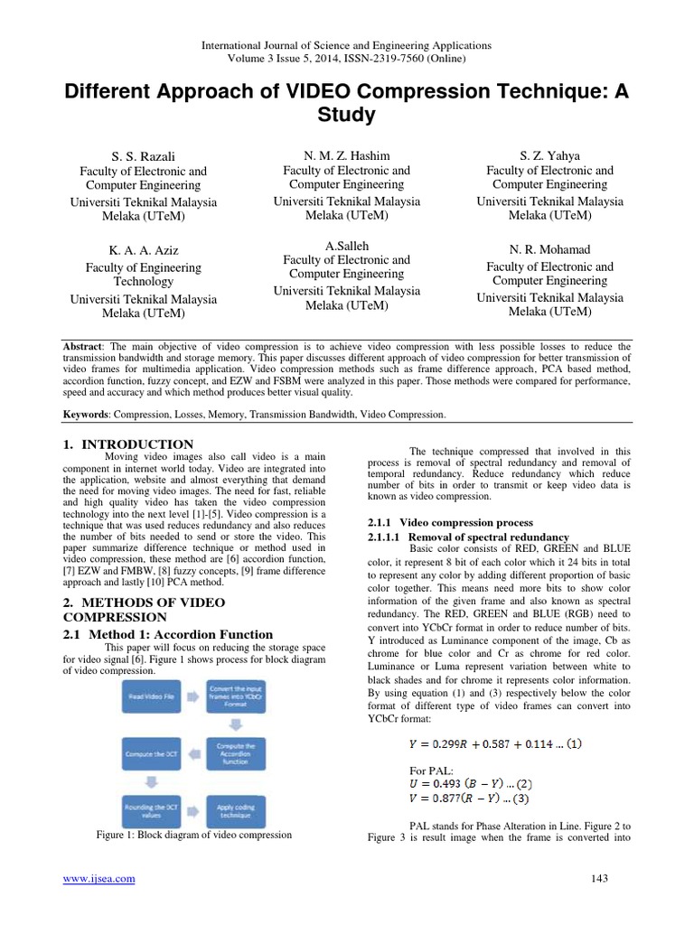 Different Approach of VIDEO Compression Technique: A Study | PDF | Data ...