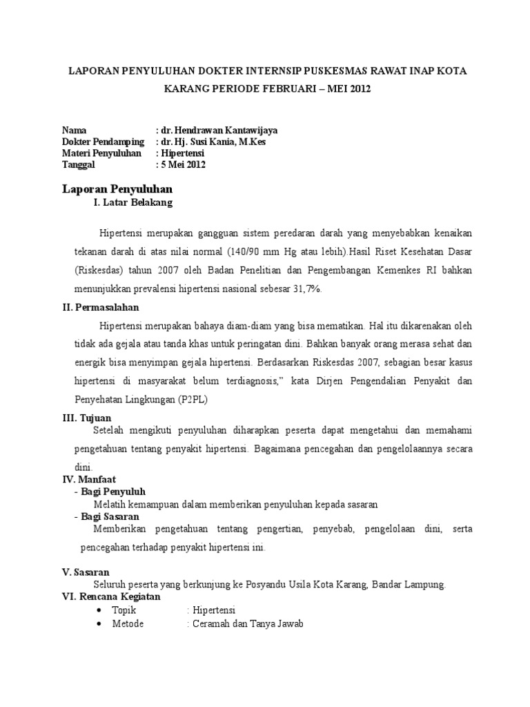 Laporan Penyuluhan Lansia Hipertensi