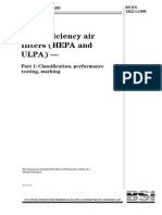 High Efficiency Air Filters (HEPA and Ulpa) Ð: Part 1: Classification, Performance Testing, Marking