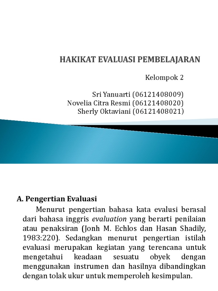 Hakikat Evaluasi Pembelajaran