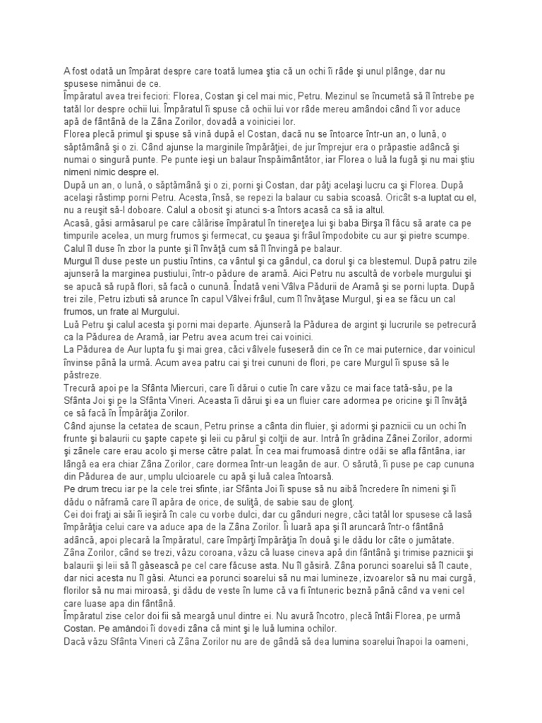 Zana Zorilor Rezumat