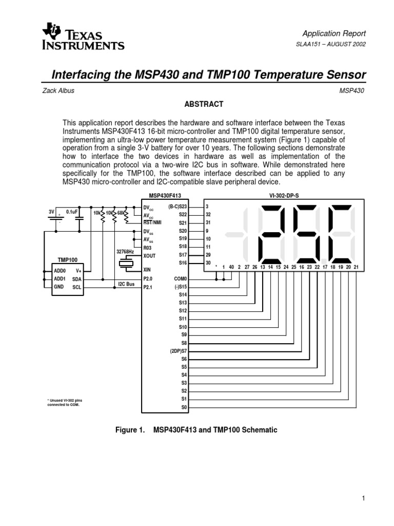Interfacing The MSP430 and TMP100 Temperature Sensor | PDF | Computers